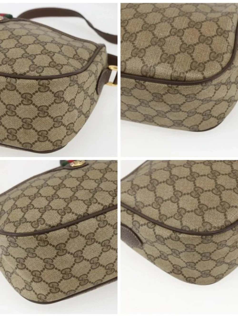 GUCCI GG Supreme Web Sherry Line Bag PVC Beige Gold 89 02 077 Auth 165219 - Picture 16 of 16